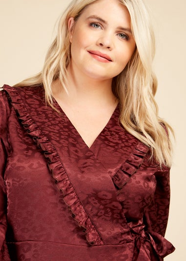 Little Mistress Red Satin Jacquard Maxi Dress