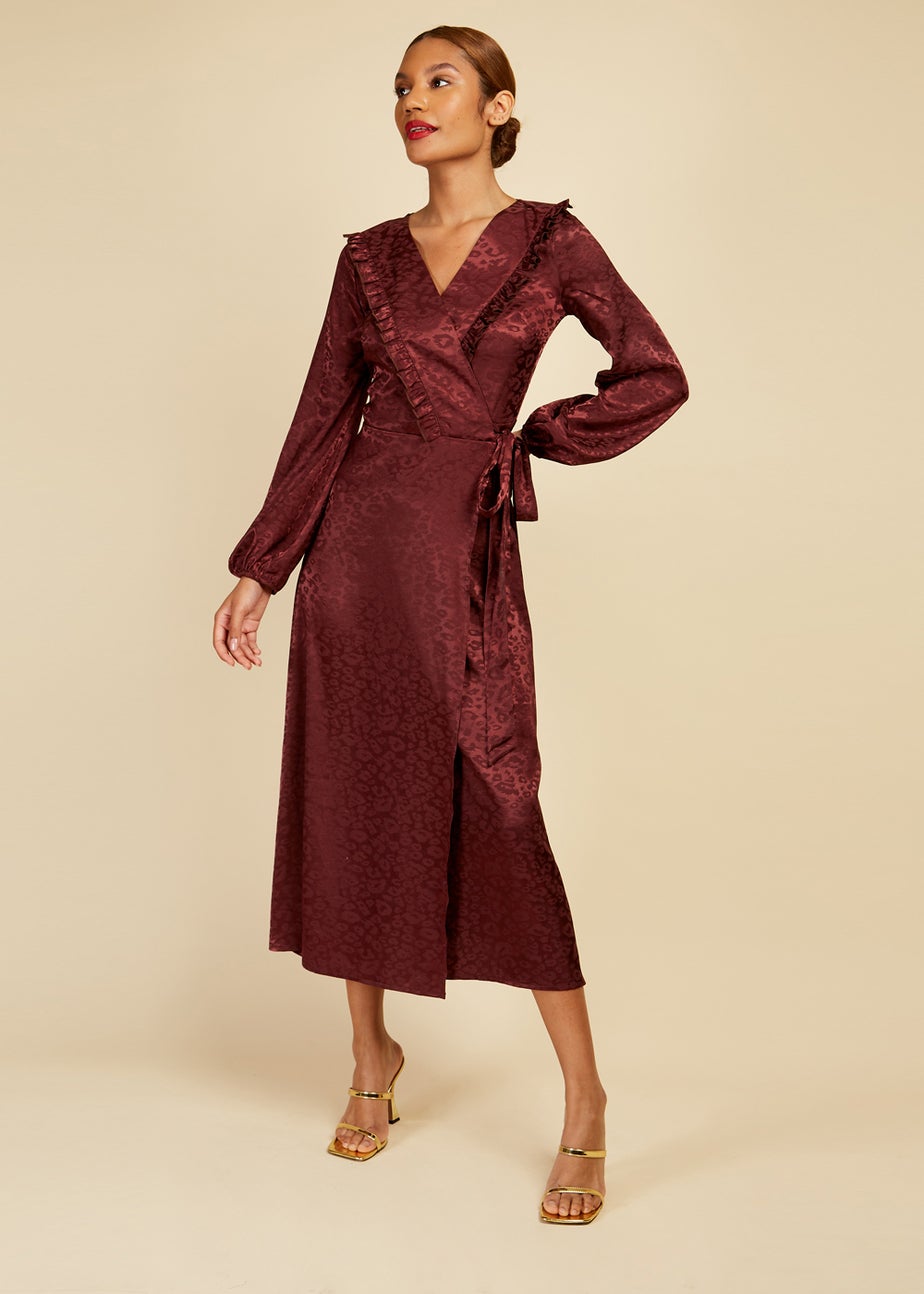 Little Mistress Red Satin Jacquard Maxi Dress