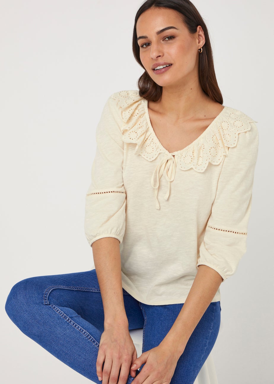 Cream Lace 3/4 Sleeve Top