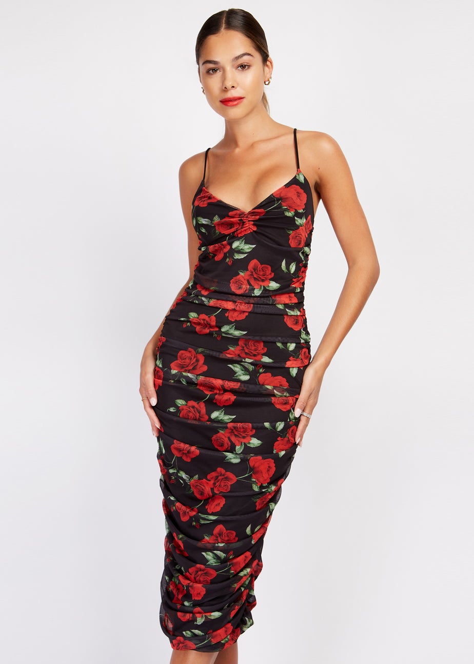 Mini Dress Black Mesh Dress With Flowers BCBGMAXAZRIA La Rosa Body-Con Dress  Bloomingdale's