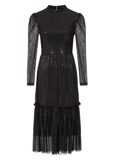 Girls on Film Black Copper Foil Mesh Maxi Dress