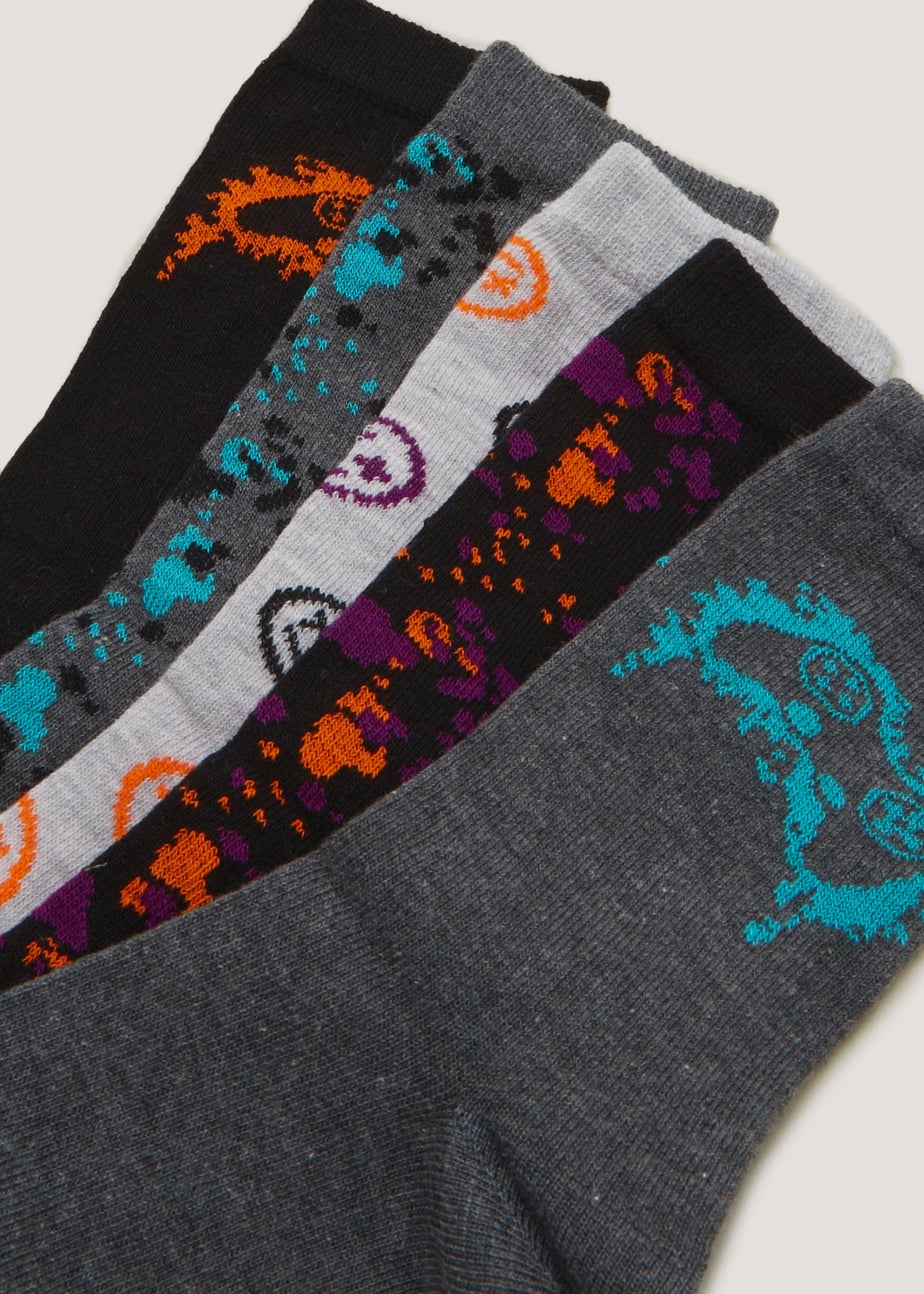 Kids 5 Pack Gamer Ankle Socks (Younger 6-Older 6.5)