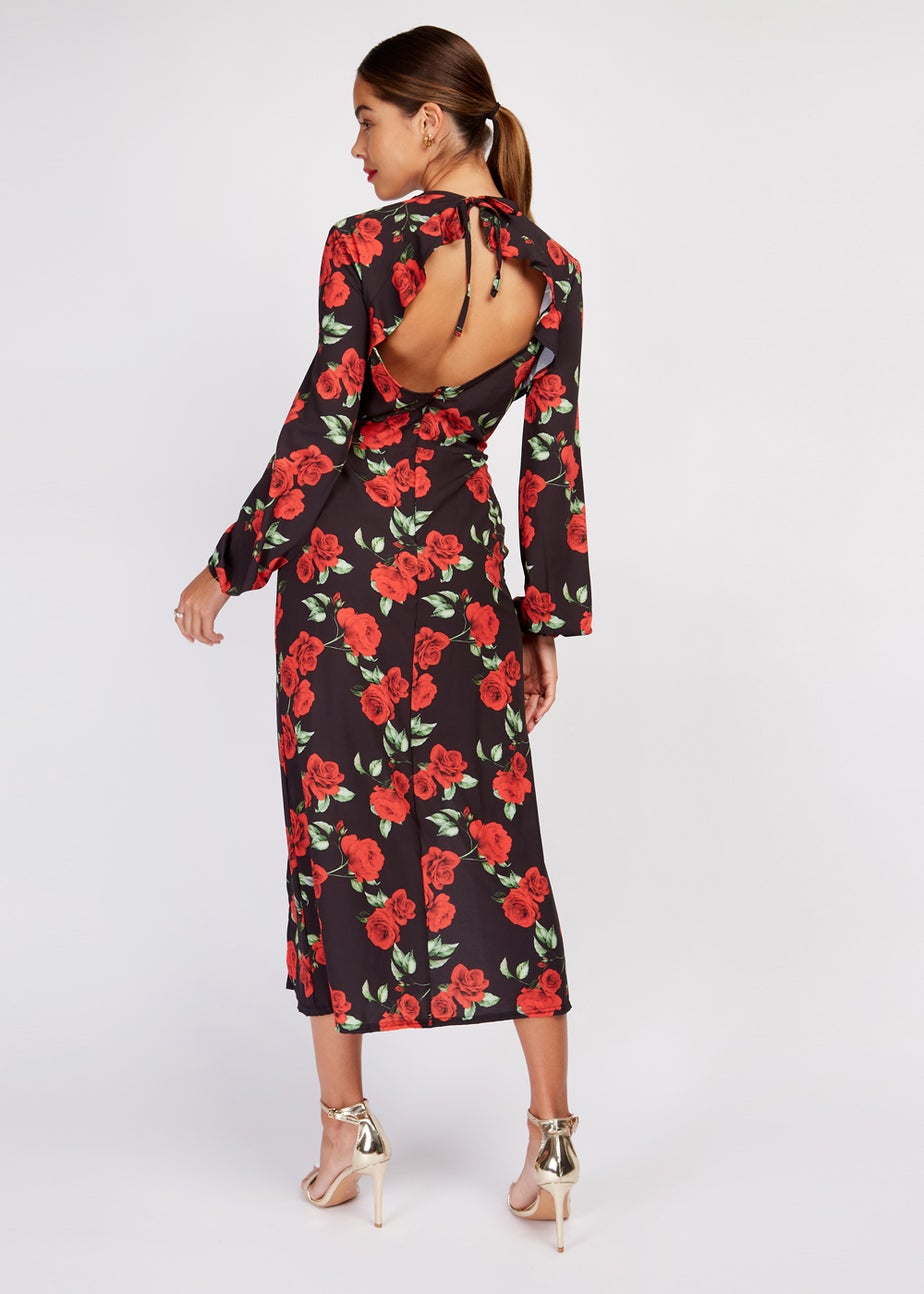 Girls on Film by Dani Dyer Black Floral Crepe Maxi Dress