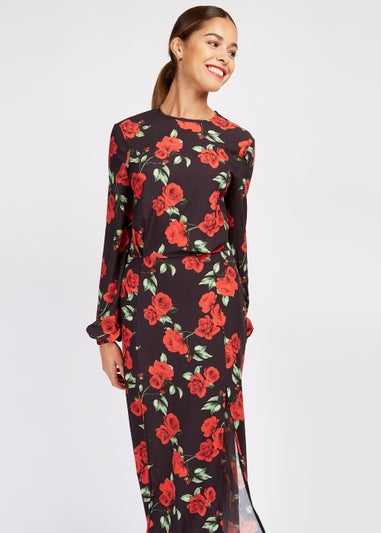Girls on Film by Dani Dyer Black Floral Crepe Maxi Dress