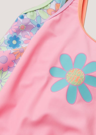 Girls 2 Pack Multicoloured Floral Swimming Costumes (4-13yrs)