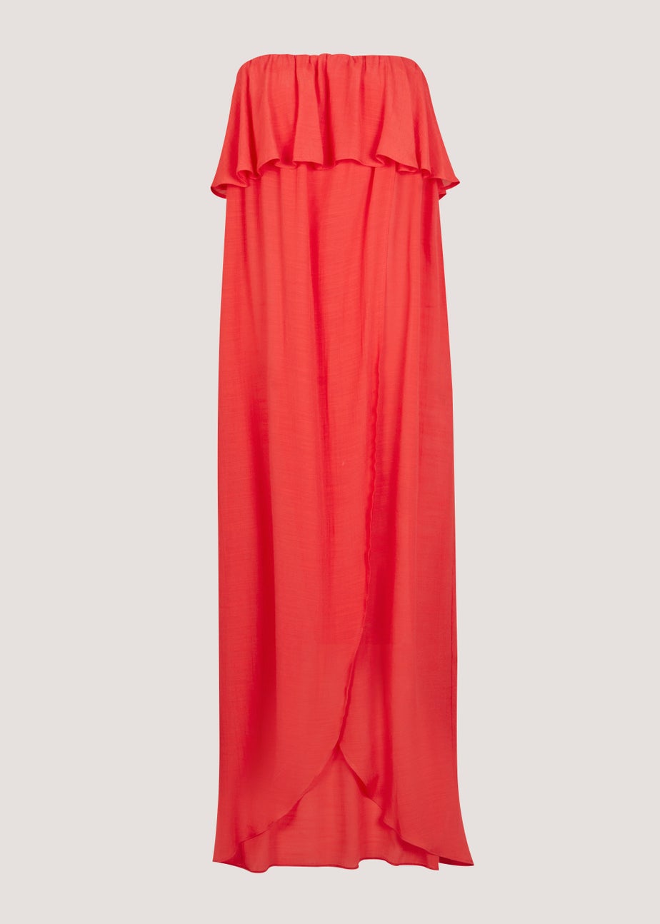 Red Bandeau Beach Maxi Dress
