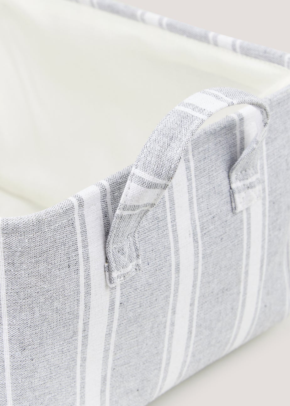 Grey Stripe Soft Storage Basket (40cm x 30cm x 20cm)