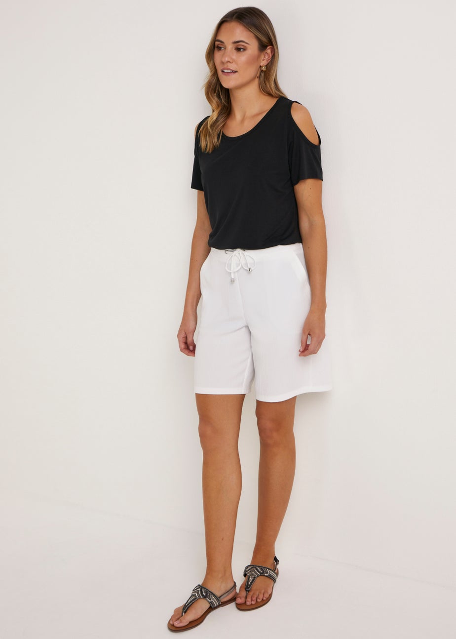 Black Longline Cold Shoulder T-Shirt