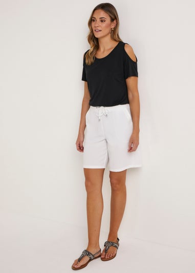 Black Longline Cold Shoulder T-Shirt