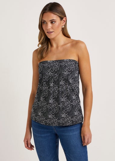 Black Print Bandeau Boob Tube