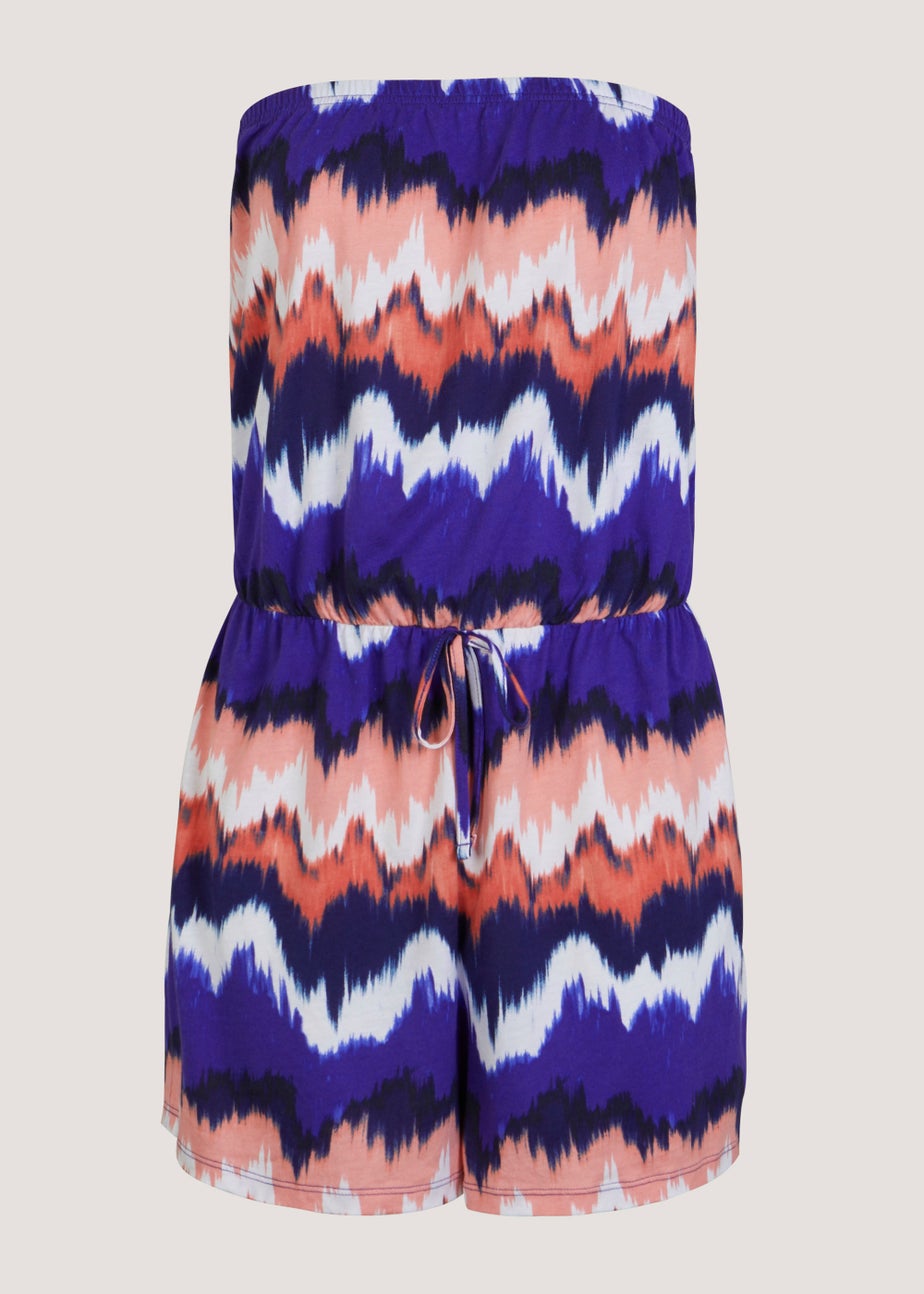 Multicoloured Tie Dye Print Bandeau Playsuit