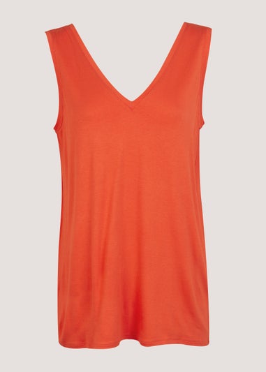 Coral V-Neck Vest Top