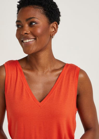 Coral V-Neck Vest Top
