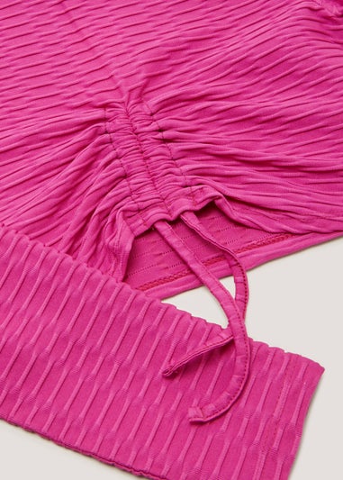 Girls Candy Couture Pink Ruched Long Sleeve Top (9-16yrs)