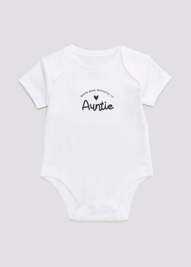 Baby White Auntie Announcement Bodysuit (Newborn-3mths)