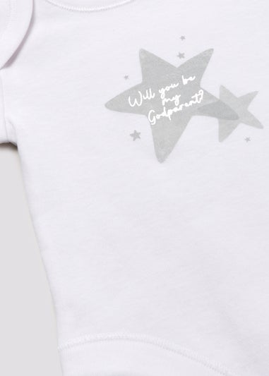 Baby White Godparent Announcement Bodysuit (Newborn-3mths)