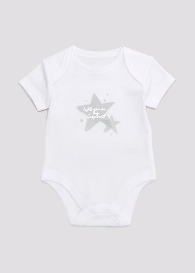 Baby White Godparent Announcement Bodysuit (Newborn-3mths)