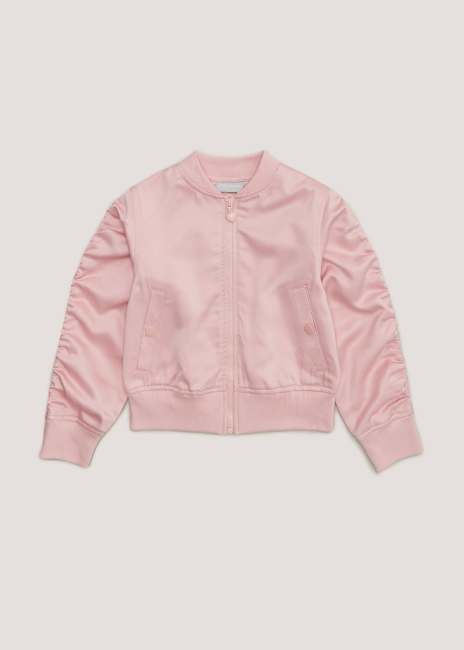 Girls Pink Satin Bomber Jacket (4-13yrs)