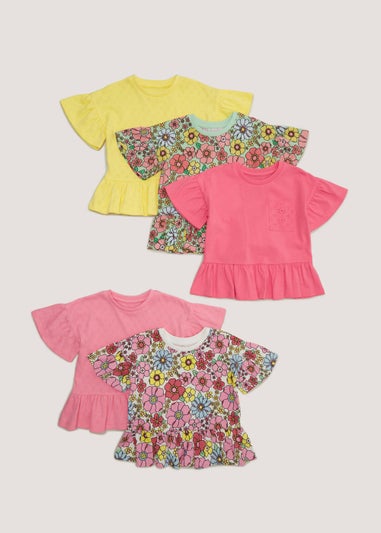 Girls 5 Pack Peplum Tops (9mths-6yrs)