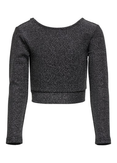 ONLY Kids Black & Silver Sparkle Co-Ord Top (6-14yrs)