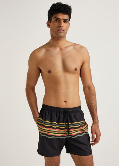 Black Aztec Swim Shorts
