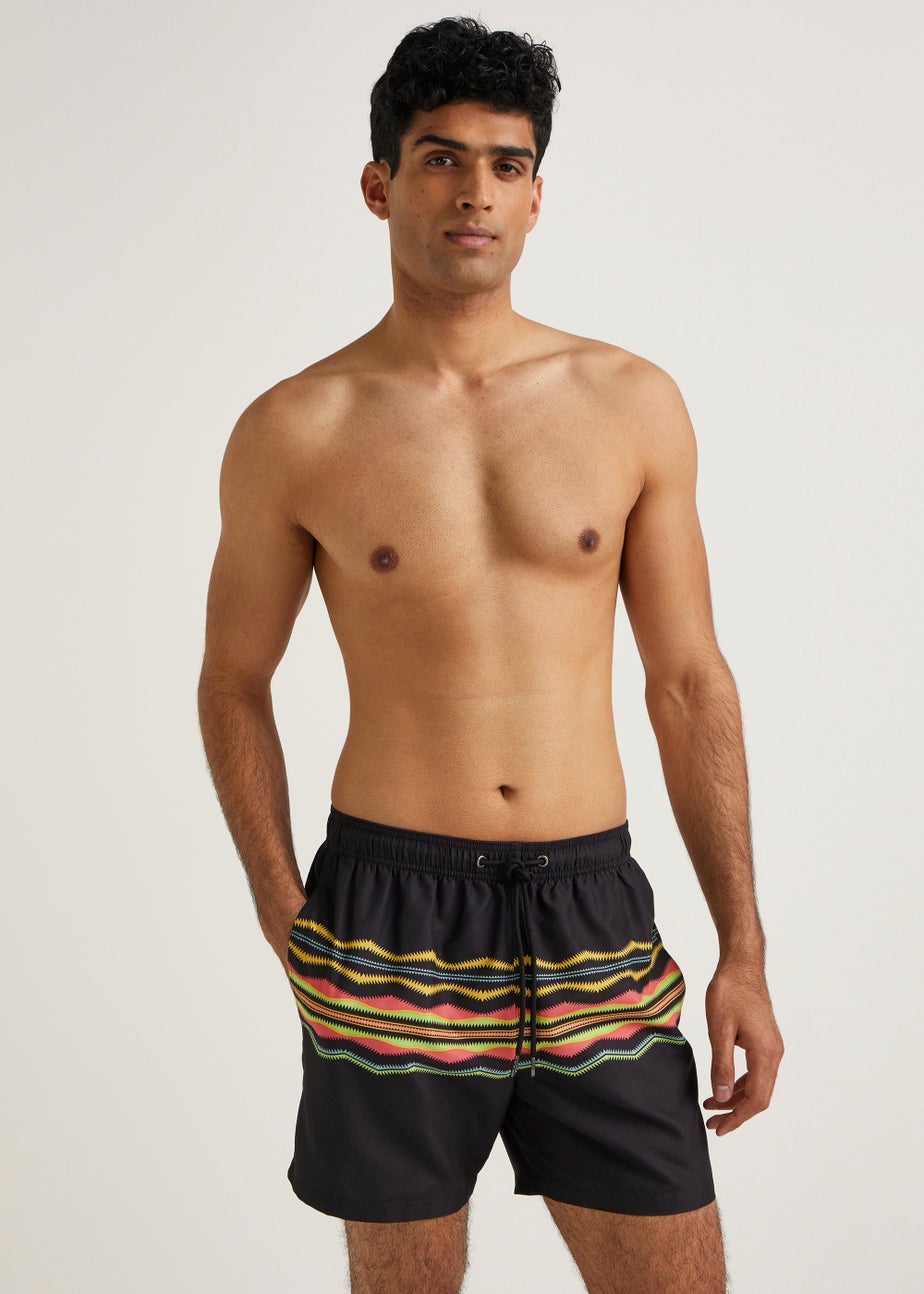 Black Aztec Swim Shorts