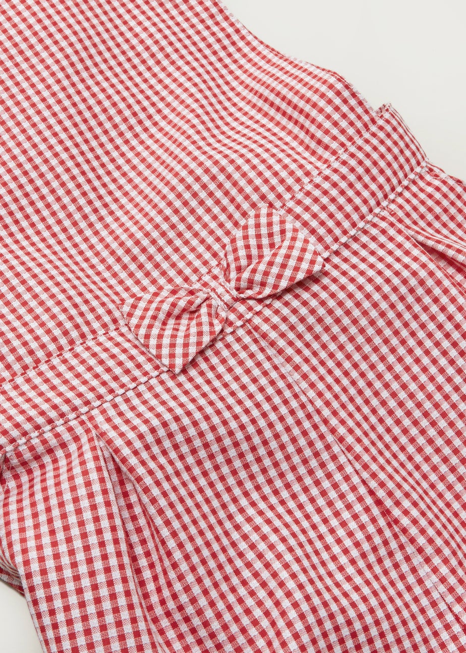 Girls Red Gingham School Playsuit (3-13yrs)