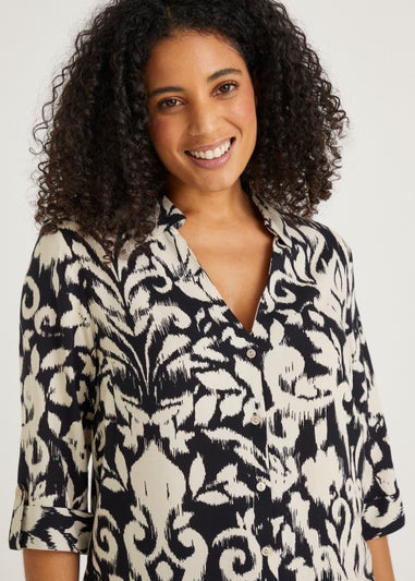 Monochrome Abstract Print Shirt