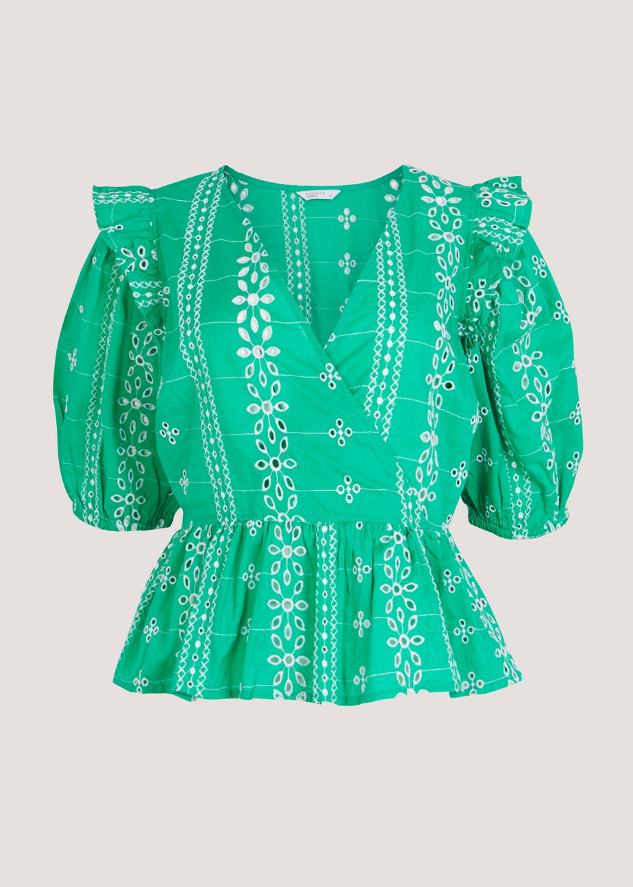 Green Schiffley Wrap Front Blouse