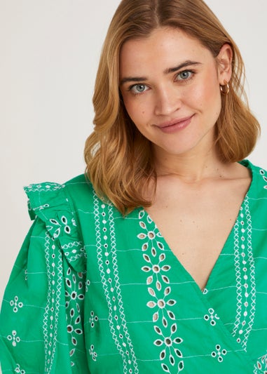 Green Schiffley Wrap Front Blouse