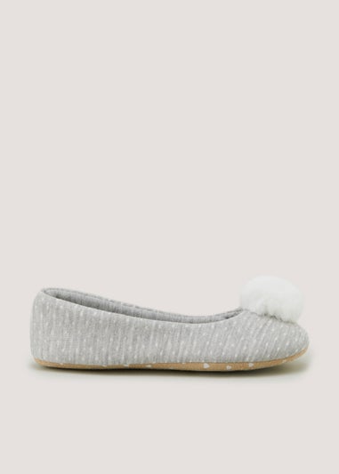 Grey Spot Ballet Slippers