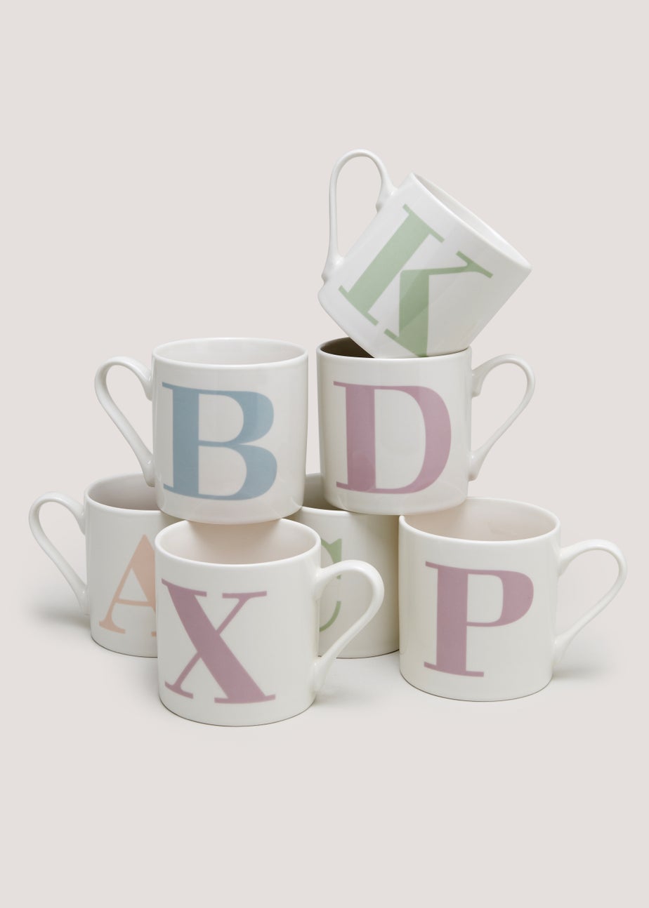 White Alphabet Mug (9cm x 9cm)