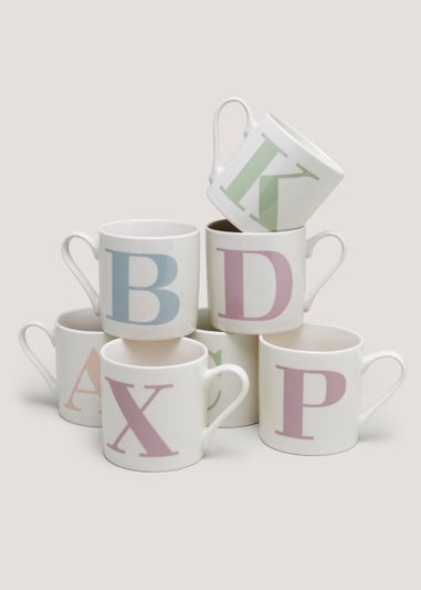 White Alphabet Mug (9cm x 9cm)