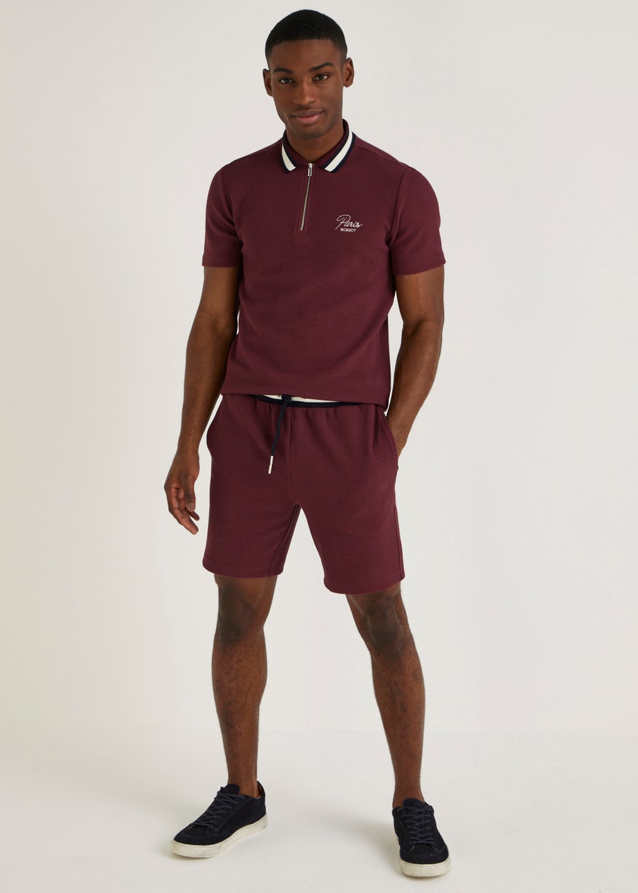 T&W Burgundy Pique Shorts