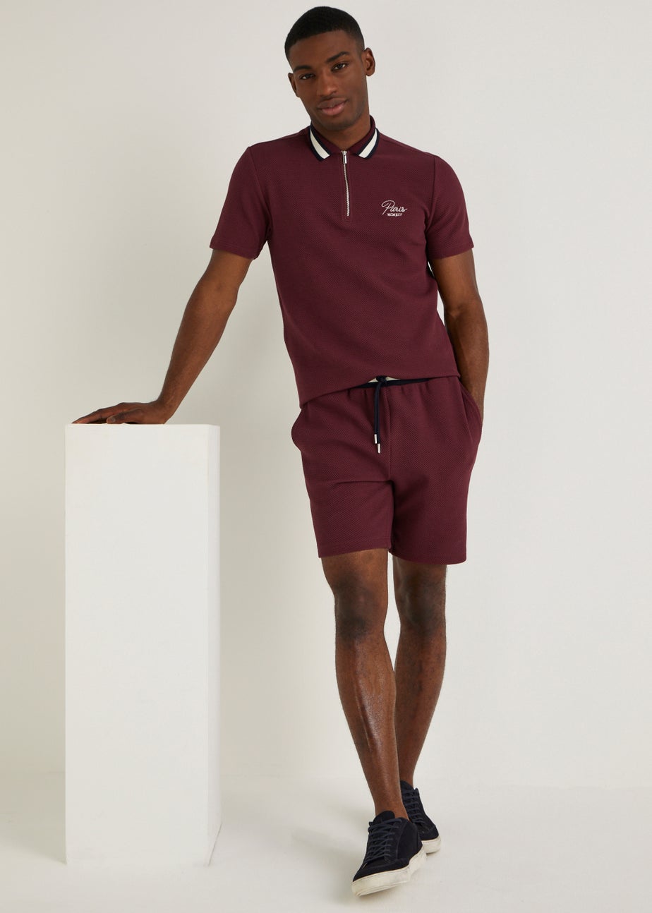 T&W Burgundy Pique Shorts