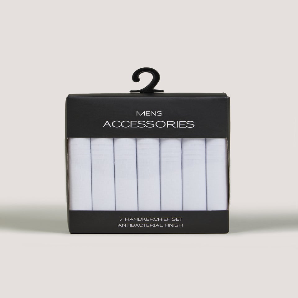 7 Pack White Handkerchiefs