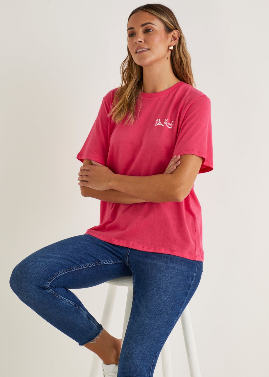 JDY Marian Hot Pink Be Kind T-Shirt