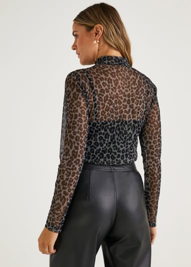 JDY Penelope Black Animal Print Top