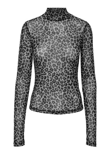 JDY Penelope Black Animal Print Top