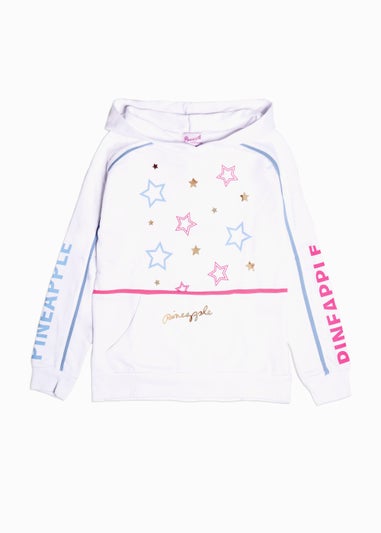 Girls Pineapple White Oversized Star Hoodie (5-13yrs)