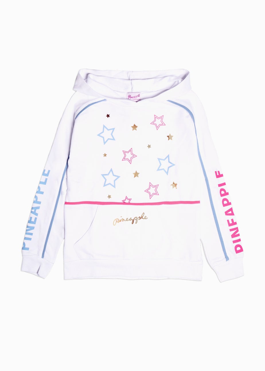 Girls Pineapple White Oversized Star Hoodie (5-13yrs)