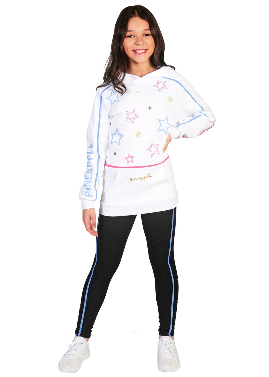Girls Pineapple White Oversized Star Hoodie (5-13yrs)