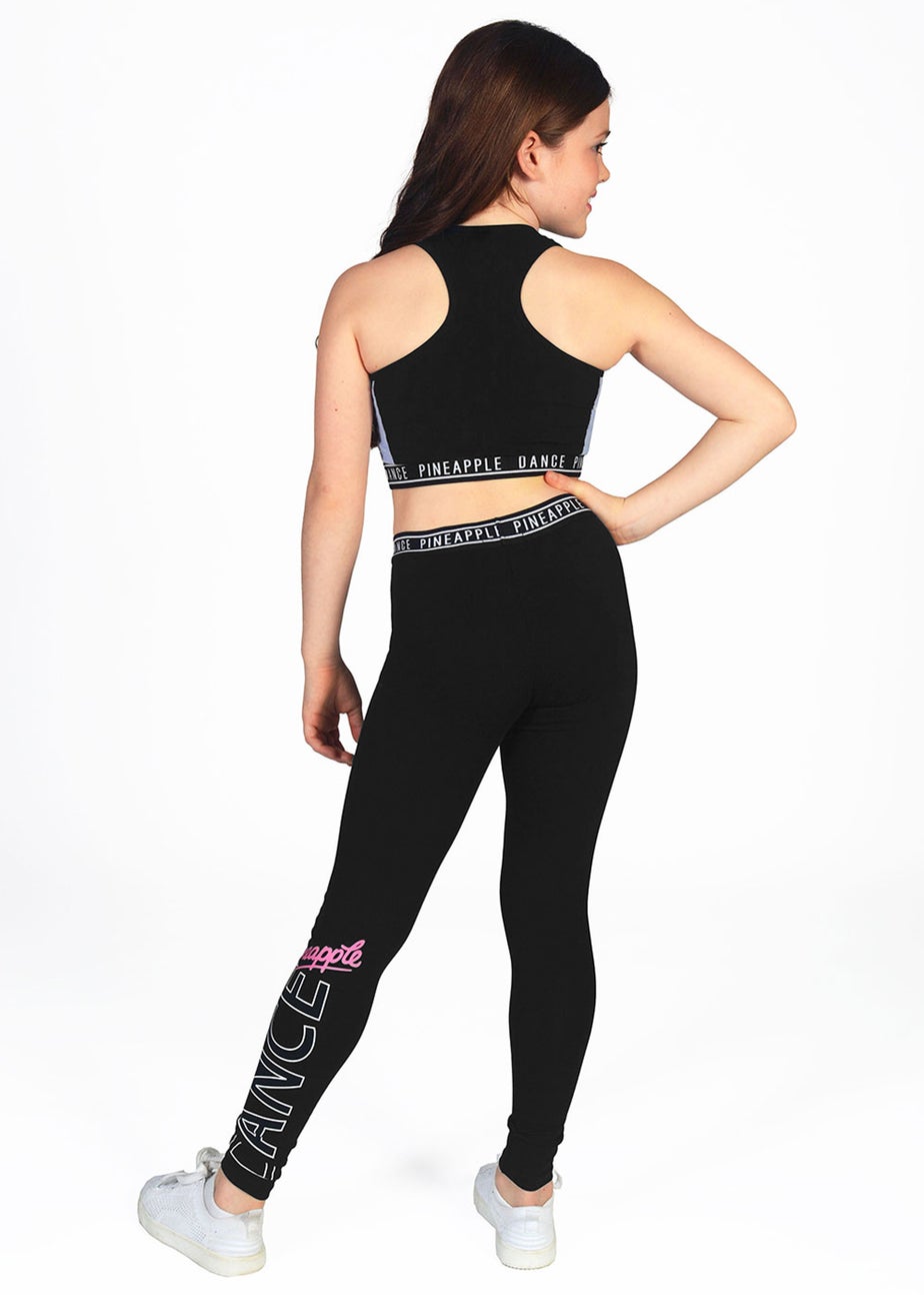 Girls Pineapple Black Logo Dance Leggings (5-13yrs)