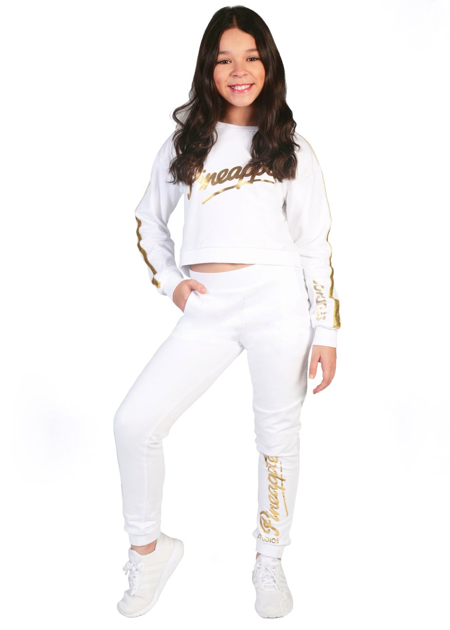 Girls Pineapple White Logo Cropped Sweatshirt (5-13yrs)
