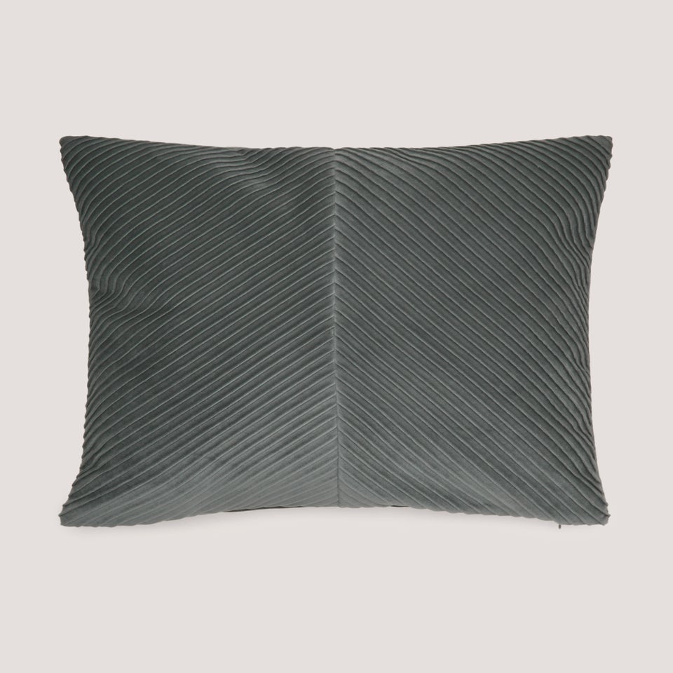 Dark Grey Pleated Velvet Cushion