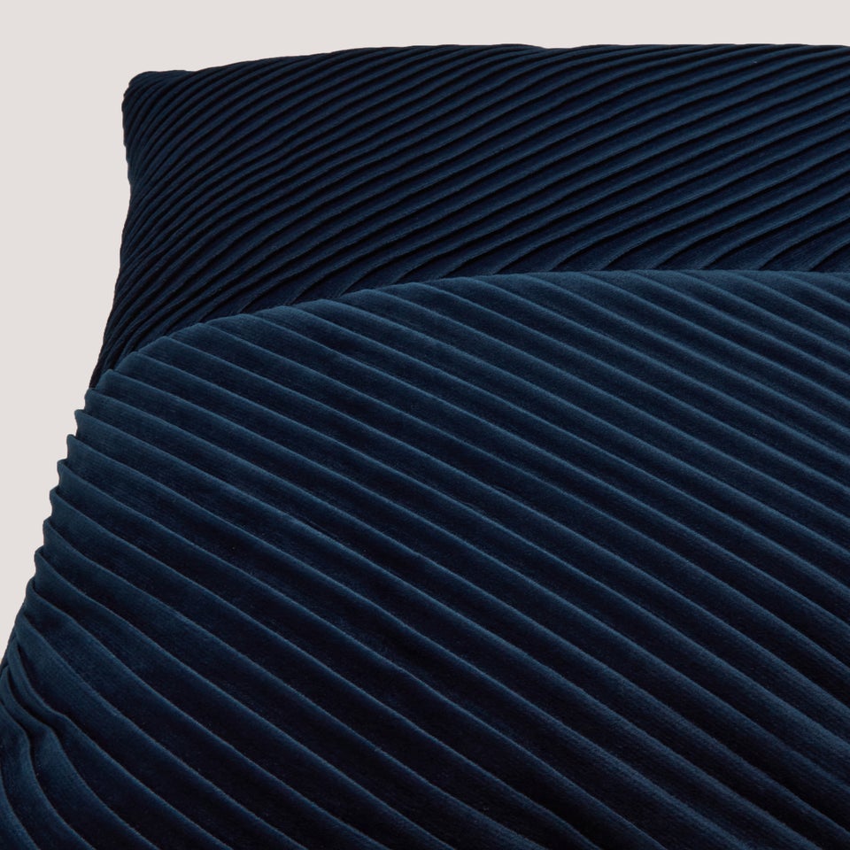 Navy Pleated Velvet Cushion