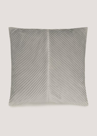 Light Grey Pleated Velvet Cushion