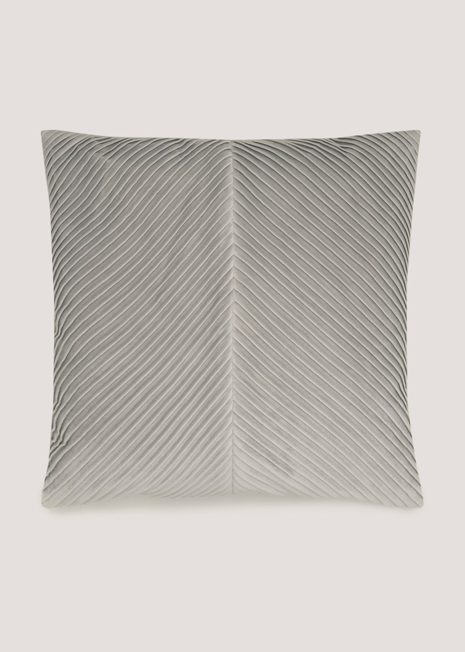 Light Grey Pleated Velvet Cushion