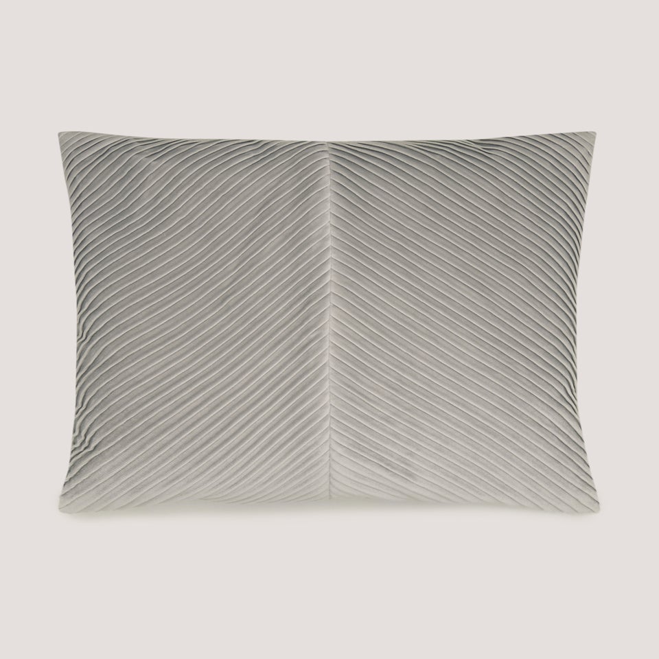 Light Grey Pleated Velvet Cushion