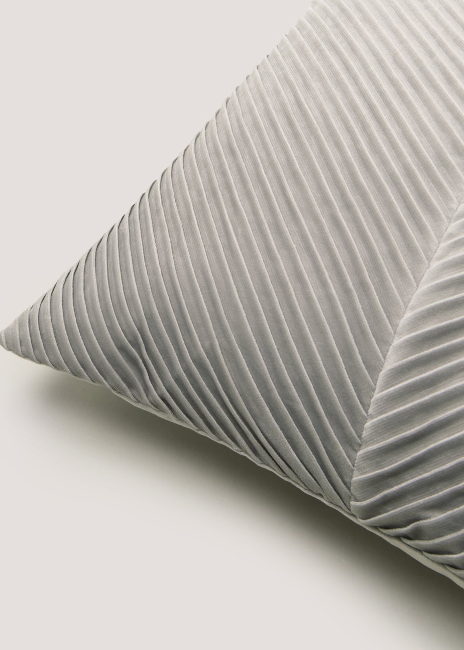 Light Grey Pleated Velvet Cushion